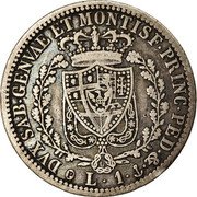 Italy Lira Carlo Felice 1828 AL//P (b) KM# 121.2 DVX SAB GENVAE ET MONTISF PRINC PED. & L 1 P coin reverse Italy Lira Carlo Felice 1828 AL//P (b) KM# 121.2 DVX SAB GENVAE ET MONTISF PRINC PED. & L 1 P coin reverse