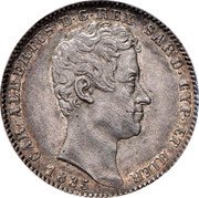 Italy Lira Carlo Alberto 1835 F//P (a) KM# 129.1 CAR ALBERTUS D G REX SARD CYP ET HIER 1835 coin obverse Italy Lira Carlo Alberto 1835 F//P (a) KM# 129.1 CAR ALBERTUS D G REX SARD CYP ET HIER 1835 coin obverse