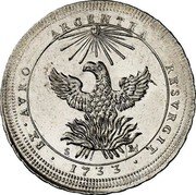 Italy Oncia Carlo III 1733 CP//SM KM# 134 ET AVRO ARGENTEA RESVRGIT S M 1733 coin reverse Italy Oncia Carlo III 1733 CP//SM KM# 134 ET AVRO ARGENTEA RESVRGIT S M 1733 coin reverse