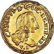 Italy Oncia Carlo. Sicily 1751 VB//PN KM# 173 CAROLVS D G SIC ET HIE REX V E coin obverse Italy Oncia Carlo. Sicily 1751 VB//PN KM# 173 CAROLVS D G SIC ET HIE REX V E coin obverse