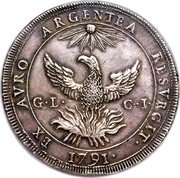 Italy Oncia Ferdinand IV von Bourbon 1791 GL-CI KM# 221 EX AVRO ARGENTEA RESVRGIT G L C I 1791 coin reverse Italy Oncia Ferdinand IV von Bourbon 1791 GL-CI KM# 221 EX AVRO ARGENTEA RESVRGIT G L C I 1791 coin reverse