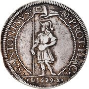Italy Scudo Odoardo Farnese 1629 LX KM# 16 S ANTONIVS M PROT PLAC L 1628 X coin reverse Italy Scudo Odoardo Farnese 1629 LX KM# 16 S ANTONIVS M PROT PLAC L 1628 X coin reverse