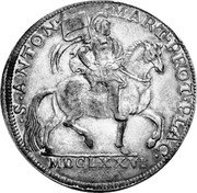 Italy Scudo Ranuccio Farnese I (1676) GR MDCLXXVI KM# 24 S ANTON MART PROT PLAC MDCLXXVI coin reverse Italy Scudo Ranuccio Farnese I (1676) GR MDCLXXVI KM# 24 S ANTON MART PROT PLAC MDCLXXVI coin reverse