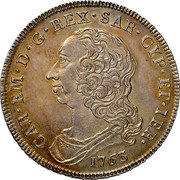 Italy Scudo Carlo Emanuele III 1763 KM# 48 CAR EM D G REX SAR CYP ET IER 1755 coin obverse Italy Scudo Carlo Emanuele III 1763 KM# 48 CAR EM D G REX SAR CYP ET IER 1755 coin obverse
