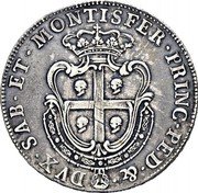 Italy Scudo Carlo Emanuele III 1768 KM# 60 DVX SAB ET MONTISFER PRINC PED & coin reverse Italy Scudo Carlo Emanuele III 1768 KM# 60 DVX SAB ET MONTISFER PRINC PED & coin reverse