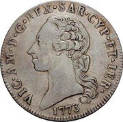 Italy Scudo Vittorio Amedeo III 1773 KM# 73 VIC AM D G REX SAR CYP ET IER 1773 coin obverse Italy Scudo Vittorio Amedeo III 1773 KM# 73 VIC AM D G REX SAR CYP ET IER 1773 coin obverse