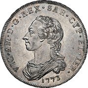 Italy Scudo Vittorio Amedeo III 1773 KM# 74 VIC AM D G REX SAR CYP ET IER 1773 coin obverse Italy Scudo Vittorio Amedeo III 1773 KM# 74 VIC AM D G REX SAR CYP ET IER 1773 coin obverse