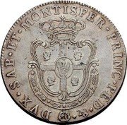 Italy Scudo Vittorio Amedeo III 1773 KM# 73 DVX SAB ET MONTISFER PRINC PED & coin reverse Italy Scudo Vittorio Amedeo III 1773 KM# 73 DVX SAB ET MONTISFER PRINC PED & coin reverse