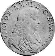 Italy Scudo Bianco Vittorio Amedeo II 1680 KM# 308 VICTOR AM II D G DVX. SAB. coin obverse Italy Scudo Bianco Vittorio Amedeo II 1680 KM# 308 VICTOR AM II D G DVX. SAB. coin obverse