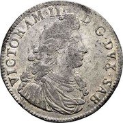 Italy Scudo Bianco Vittorio Amedeo II 1695 KM# 327 VICTOR AM II D G DVX SAB coin obverse Italy Scudo Bianco Vittorio Amedeo II 1695 KM# 327 VICTOR AM II D G DVX SAB coin obverse