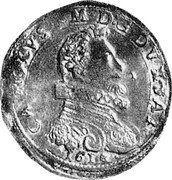 Italy Scudo (Carlo Emanuele I) KM# 54 CAROLVS EM D G DVX SAB 1618 coin obverse