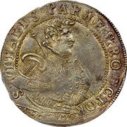 Italy Scudo (Odoardo Farnese) DAV# 4120 S VITALIS PARME PROTECTOR coin reverse Italy Scudo (Odoardo Farnese) DAV# 4120 S VITALIS PARME PROTECTOR coin reverse