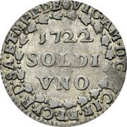 Italy Soldo Vittorio Amedeo II 1722 KM# 2 VIC AM D G ... C IE ET CY R D SA ETM FIDE 1722 SOLDI VNO coin obverse Italy Soldo Vittorio Amedeo II 1722 KM# 2 VIC AM D G ... C IE ET CY R D SA ETM FIDE 1722 SOLDI VNO coin obverse