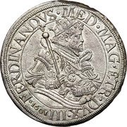 Italy Tallero Ferdinand I 1601 KM# 15 FERDINANDVS MED MAG ETR DVX III 1601 coin obverse Italy Tallero Ferdinand I 1601 KM# 15 FERDINANDVS MED MAG ETR DVX III 1601 coin obverse