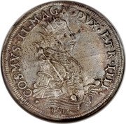 Italy Tallero Cosimo II 1619 KM# 16.3 COSMVS II MAGN DVX ETR IIII 1614 coin obverse Italy Tallero Cosimo II 1619 KM# 16.3 COSMVS II MAGN DVX ETR IIII 1614 coin obverse
