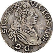 Italy Tari Vittorio Amedeo II 1713 DD-AC//CP KM# 85 VICTOR AME D G SICI REX coin obverse Italy Tari Vittorio Amedeo II 1713 DD-AC//CP KM# 85 VICTOR AME D G SICI REX coin obverse