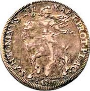 Italy Testone (Ranuccio II) KM# 26 S ANTONINVS MART PROT PLAC coin reverse Italy Testone (Ranuccio II) KM# 26 S ANTONINVS MART PROT PLAC coin reverse