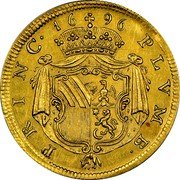 Italy Zecchino Giovanni Baptiste. Piombino 1696 KM# 33 PRINC PLVMB 16 96 coin reverse Italy Zecchino Giovanni Baptiste. Piombino 1696 KM# 33 PRINC PLVMB 16 96 coin reverse