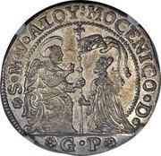 Italy 1/2 Ducato Alvise Mocenigo IV ND GP KM# 660 S M V ALOY MOCENICO D D G coin obverse Italy 1/2 Ducato Alvise Mocenigo IV ND GP KM# 660 S M V ALOY MOCENICO D D G coin obverse