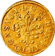 Italy 1/2 Florino Giovanni Gaston 1726 FR# 329 IO GASTO I D G M DVX ETR coin obverse Italy 1/2 Florino Giovanni Gaston 1726 FR# 329 IO GASTO I D G M DVX ETR coin obverse