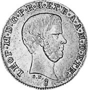Italy 1/2 Paolo Leopold II 1853 C# 68a LEOP II D G P R H ET B A A M D ETR G.N. coin obverse Italy 1/2 Paolo Leopold II 1853 C# 68a LEOP II D G P R H ET B A A M D ETR G.N. coin obverse