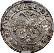 Italy 1/2 Scudo (70 Soldi; 3 Lire) Foliated Cross. Antonio Priuli 1618 TB KM# 96 ANTON PRIOL DVX VEN PB coin obverse Italy 1/2 Scudo (70 Soldi; 3 Lire) Foliated Cross. Antonio Priuli 1618 TB KM# 96 ANTON PRIOL DVX VEN PB coin obverse