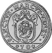 Italy 1/2 Scudo (70 Soldi; 3 Lire) 1779 LAF Reverse legend with normal N's. KM# 705 Venice/ Republic Standard Coinage SANCTVS MARCVS VENET coin reverse Italy 1/2 Scudo (70 Soldi; 3 Lire) 1779 LAF Reverse legend with normal N's. KM# 705 Venice/ Republic Standard Coinage SANCTVS MARCVS VENET coin reverse