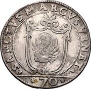 Italy 1/2 Scudo (70 Soldi; 3 Lire) Giovanni Bembo ND PB KM# 69 SANCTVS MARCVS VENET 70 coin reverse Italy 1/2 Scudo (70 Soldi; 3 Lire) Giovanni Bembo ND PB KM# 69 SANCTVS MARCVS VENET 70 coin reverse