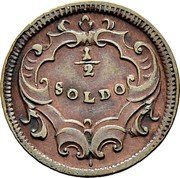 Italy 1/2 Soldo (Mezzo Soldo) Carlo VI 1739 KM# 1 1/2 SOLDO coin reverse Italy 1/2 Soldo (Mezzo Soldo) Carlo VI 1739 KM# 1 1/2 SOLDO coin reverse