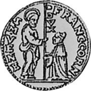 Italy 1/2 Zecchino Christ in Beaded Ellipse. Francesco Corner 1656 KM# 253 FRANC CORN S M VENE DVX coin obverse Italy 1/2 Zecchino Christ in Beaded Ellipse. Francesco Corner 1656 KM# 253 FRANC CORN S M VENE DVX coin obverse