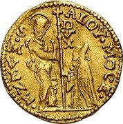 Italy 1/2 Zecchino Christ in Beaded Ellipse. Alvise Mocenigo II ND KM# 459 ALOY MOCE S M VENE coin obverse Italy 1/2 Zecchino Christ in Beaded Ellipse. Alvise Mocenigo II ND KM# 459 ALOY MOCE S M VENE coin obverse