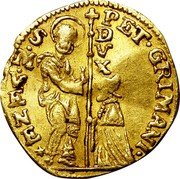Italy 1/2 Zecchino Pietro Grimani ND KM# 586 PET GRIMANI S M VENE DVX coin obverse Italy 1/2 Zecchino Pietro Grimani ND KM# 586 PET GRIMANI S M VENE DVX coin obverse