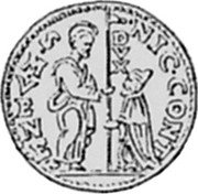 Italy 1/2 Zecchino Christ in Beaded Ellipse. Nicolo Contarini ND KM# 166 NIC CONT S M VENE DVX coin obverse Italy 1/2 Zecchino Christ in Beaded Ellipse. Nicolo Contarini ND KM# 166 NIC CONT S M VENE DVX coin obverse