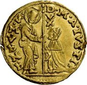 Italy 1/2 Zecchino Christ in Beaded Ellipse. Marcantonio Giustinian ND KM# 384 M A IVSTIN S. M. VENE DVX coin obverse Italy 1/2 Zecchino Christ in Beaded Ellipse. Marcantonio Giustinian ND KM# 384 M A IVSTIN S. M. VENE DVX coin obverse