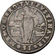 Italy 31 Soldi Giovanni Pesaro 1658 KM# 285 31 MEMOR ERO TVI IVSTINA VIR coin reverse Italy 31 Soldi Giovanni Pesaro 1658 KM# 285 31 MEMOR ERO TVI IVSTINA VIR coin reverse