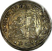Italy 1/4 Ducato (Alvise Mocenigo IV) KM# 657 S M V ALOY MOCENI D D G coin obverse Italy 1/4 Ducato (Alvise Mocenigo IV) KM# 657 S M V ALOY MOCENI D D G coin obverse