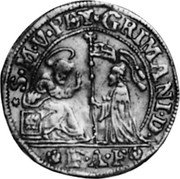 Italy 1/4 Ducato Lion of St. Mark. Pietro Grimani ND FAF KM# 576 S M V PET GRIMANI D coin obverse Italy 1/4 Ducato Lion of St. Mark. Pietro Grimani ND FAF KM# 576 S M V PET GRIMANI D coin obverse