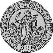 Italy 1/4 Ducatone (31 Soldi) St. Justina. Marco Foscarini 1762 ZD KM# 635 MEMOR ERO TVI IVSTINA VIR 31 coin reverse Italy 1/4 Ducatone (31 Soldi) St. Justina. Marco Foscarini 1762 ZD KM# 635 MEMOR ERO TVI IVSTINA VIR 31 coin reverse
