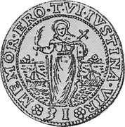 Italy 1/4 Ducatone (31 Soldi) St. Justina. Paolo Renier 1779 LAF KM# 701 MEMOR ERO TVI IVSTINA VIR(GO) 31 coin reverse Italy 1/4 Ducatone (31 Soldi) St. Justina. Paolo Renier 1779 LAF KM# 701 MEMOR ERO TVI IVSTINA VIR(GO) 31 coin reverse