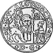 Italy 1/4 Ducatone (31 Soldi) (St. Justina. Alvise Mocenigo IV) KM# 658 S M V ALOY MOCENI D D G coin obverse Italy 1/4 Ducatone (31 Soldi) (St. Justina. Alvise Mocenigo IV) KM# 658 S M V ALOY MOCENI D D G coin obverse