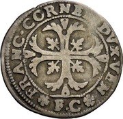 Italy 35 Soldi Francesco Corner 1656 FC KM# 246 FC FRANC CORNEL DVX VEN coin obverse Italy 35 Soldi Francesco Corner 1656 FC KM# 246 FC FRANC CORNEL DVX VEN coin obverse