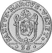 Italy 1/4 Scudo (35 Soldi) Foliated Cross. Lodovico Manin 1789 GF KM# 741 SANTVS MARCVS VENET 35 coin reverse