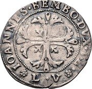 Italy 1/4 Scudo (35 Soldi) Giovanni Bembo ND LV KM# 66 IOANNES BEMBO DVX VE L V coin obverse Italy 1/4 Scudo (35 Soldi) Giovanni Bembo ND LV KM# 66 IOANNES BEMBO DVX VE L V coin obverse