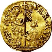 Italy 1/4 Zecchino Christ in Beaded Ellipse. Carlo Ruzzini ND KM# 536 CAR RVZ S M VEN DVX coin obverse Italy 1/4 Zecchino Christ in Beaded Ellipse. Carlo Ruzzini ND KM# 536 CAR RVZ S M VEN DVX coin obverse