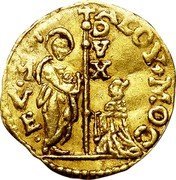 Italy 1/4 Zecchino Christ in Beaded Ellipse. Alvise Mocenigo III ND KM# 515 ALOY MOC S M VE DVX coin obverse Italy 1/4 Zecchino Christ in Beaded Ellipse. Alvise Mocenigo III ND KM# 515 ALOY MOC S M VE DVX coin obverse