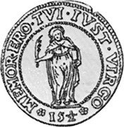 Italy 1/8 Ducatone (15-1/2 Soldi) St. Justina. Paolo Renier 1779 LAF KM# 698 MEMOR ERO TVI IVST VIRGO 15 1/2 coin reverse Italy 1/8 Ducatone (15-1/2 Soldi) St. Justina. Paolo Renier 1779 LAF KM# 698 MEMOR ERO TVI IVST VIRGO 15 1/2 coin reverse