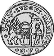 Italy 1/8 Ducatone (15-1/2 Soldi) St. Justina. Lodovico Manin 1789 GF KM# 736 S M V LVDOVI MANIN D coin obverse Italy 1/8 Ducatone (15-1/2 Soldi) St. Justina. Lodovico Manin 1789 GF KM# 736 S M V LVDOVI MANIN D coin obverse