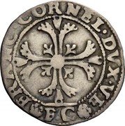 Italy 17 1/2 Soldi Francesco Corner 1656 FC KM# 244 FC FRANC CORNEL DVX VE coin obverse Italy 17 1/2 Soldi Francesco Corner 1656 FC KM# 244 FC FRANC CORNEL DVX VE coin obverse
