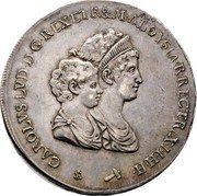 Italy 10 Lira Charles Louis 1803 C# 49.1 CAROLVS LVD D G REX ETR & M ALOYSIA R RECTRIX I I H H coin obverse Italy 10 Lira Charles Louis 1803 C# 49.1 CAROLVS LVD D G REX ETR & M ALOYSIA R RECTRIX I I H H coin obverse