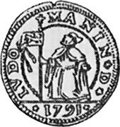 Italy 10 Soldo Lion of St. Mark. Lodovico Manin 1791 KM# 734 LVDO MANIN D coin obverse Italy 10 Soldo Lion of St. Mark. Lodovico Manin 1791 KM# 734 LVDO MANIN D coin obverse